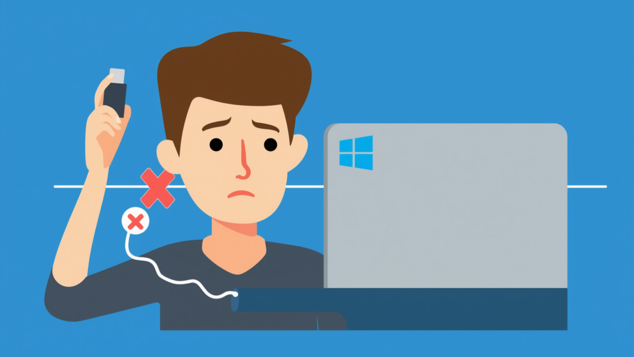 Windows11でUSB機器が認識されず困っているイメージ